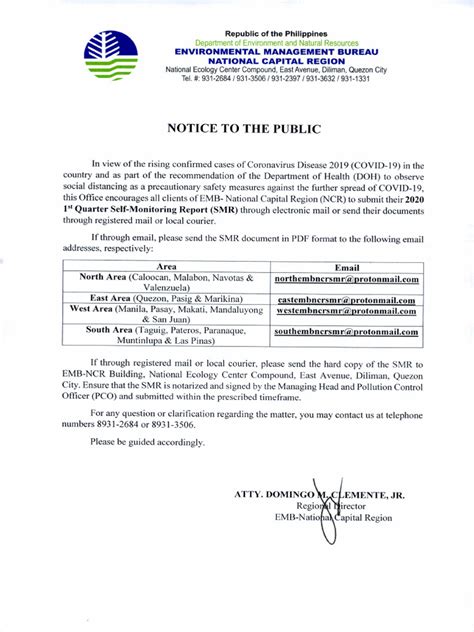 smr submission|NOTICE TO PUBLIC: SELF MONITORING REPORT ONLINE SUBMISSION.